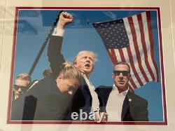 PRESIDENT DONALD TRUMP FIGHT PHOTO KILL ATTEMPT SIGNED 23x26 FRAME JSA LOA COA