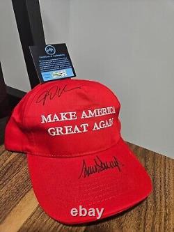 PRESIDENT DONALD TRUMP & JD VANCE Signed MAGA Hat Heritage COA Rare 2024