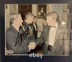 PRESIDENT DONALD TRUMP SIGNED 8x10 FRAMED With PRESIDENT RONALD REAGAN PSA