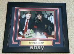 PRESIDENT DONALD TRUMP SIGNED FRAMED 8X10 PHOTO With MICHAEL JACKSON PROOF JSA