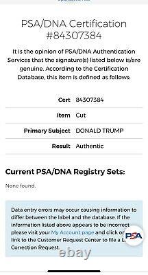 PRESIDENT DONALD TRUMP SIGNED Photo Cut, PSA/DNA CERTIFIED, SLABBED, RARE