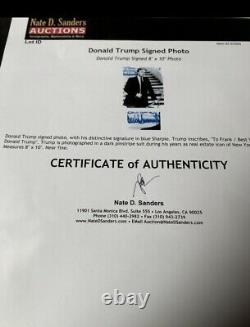 PRESIDENT DONALD TRUMP signature SIGNED Blue Sharpie Frank PHOTO Ink Tested, COA