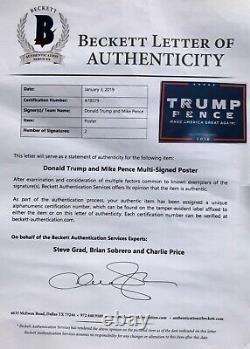 President DONALD TRUMP & MIKE PENCE Signed Autographed Sign Poster BECKETT MAGA