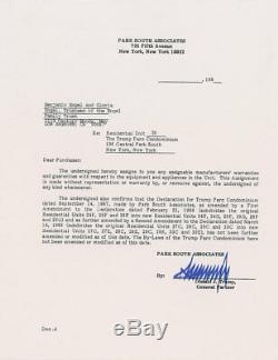 President DONALD TRUMP Signed Contract Trump Parc Autograph JSA + BAS LOA