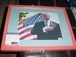 President DONALD TRUMP signed auto MATTED/FRAMED 12X15 photo PSA/DNA hand heart