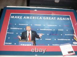 President DONALD TRUMP signed auto MATTED/FRAMED 14X20 MAGA rally photo PSA/DNA