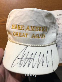 President DONALD TRUMP signed white Make America Great Again MAGA hat JSA LOA