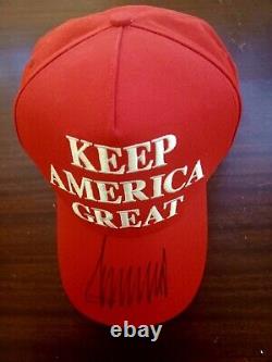 President Donald J. Trump Autographed Keep America Great Hat Photo Proof