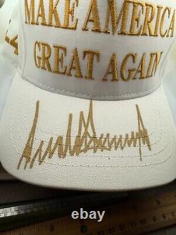 President Donald J. Trump SIGNED AUTOGRAPHED WHITE/GOLD MAGA Hat Cap RARE