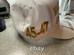 President Donald J. Trump SIGNED AUTOGRAPHED WHITE/GOLD MAGA Hat Cap RARE