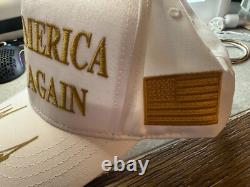 President Donald J. Trump SIGNED AUTOGRAPHED WHITE/GOLD MAGA Hat Cap RARE