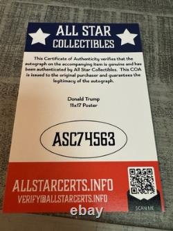President Donald J. Trump Signed 11x17 Poster With Dual COAs The Fist Pump