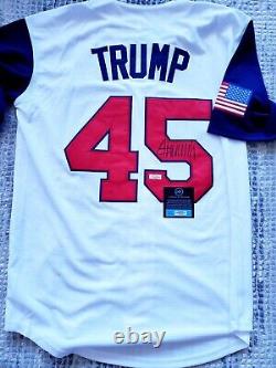 President Donald Trump 45 Signed Autographed USA World Baseball Cap Jersey COA
