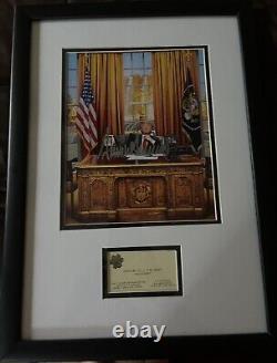 President Donald Trump Autographed Framed & Matted Picture withBusiness Card