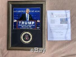 President Donald Trump Autographed Photo Framed Beckett Full Letter Bas Jsa Psa