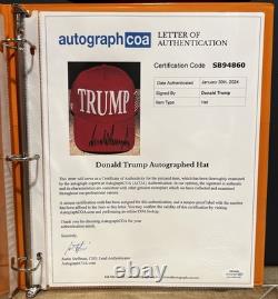 President Donald Trump Autographed Signed Hat LOA COA AutographCOA ACOA MAGA