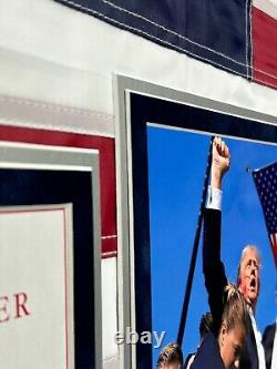 President Donald Trump Autographed USA Flag Framed Butler, PA Newspaper JSA
