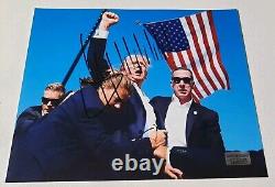 President Donald Trump Fight Flag Auto Autograph 8x10 Hand Signed With COA