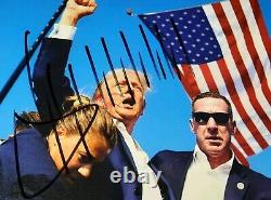 President Donald Trump Fight Flag Auto Autograph 8x10 Hand Signed With COA