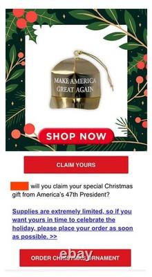 President Donald Trump Gold Ornament, Official Signed Photo, Black MAGA Hat NEW