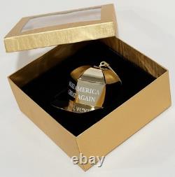 President Donald Trump Gold Ornament, Official Signed Photo, Black MAGA Hat NEW