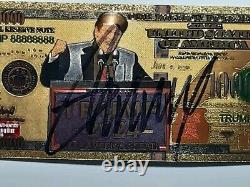 President Donald Trump Gold Prop Bill Auto Autograph 8x10 Hand Signed With COA