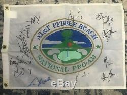 President Donald Trump Kevin Costner +12 Signed Pebble Beach Golf Flag JSA Auto