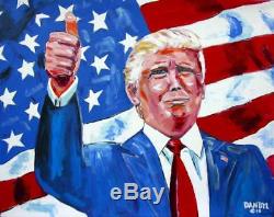 President Donald Trump #MAGA USA Flag Original Art PAINTING DAN BYL Huge 4x5ft