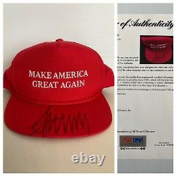 President Donald Trump Signed Autograph MAGA Red Hat Cap PSA DNA FREE S&H