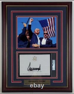 President Donald Trump Signed Autographed Framed Bookplate PSA LOA