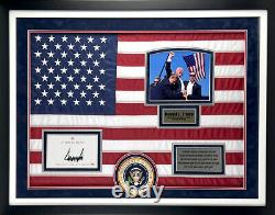 President Donald Trump Signed Bookplate Framed Assassination Attempt Photo PSA