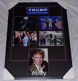 President Donald Trump Signed Framed 33x40 Vintage Photo Set Signed to a School