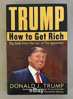 President Donald Trump Signed HOW TO GET RICH Book RARE NYC Skyline Drawing JSA