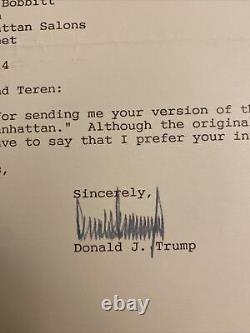 President Donald Trump Signed Letter, I'll Take Manhattan, Very Rare