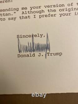 President Donald Trump Signed Letter, I'll Take Manhattan, Very Rare