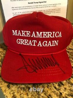 President Donald Trump Signed Official Red Maga Hat Autograph Beckett Bas Coa