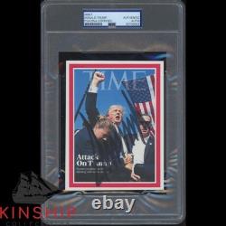 President Donald Trump signed Attack on Trump Print PSA DNA Slab Bold Auto C5814