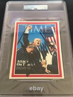 President Donald Trump signed Attack on Trump Print PSA DNA Slab Bold Auto C5814
