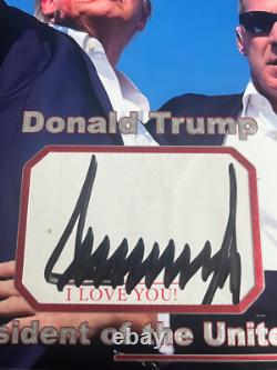 President Donald Trump signed Cut 8x10 Custom Photo JSA LOA Bold Auto 1/1 Z1946