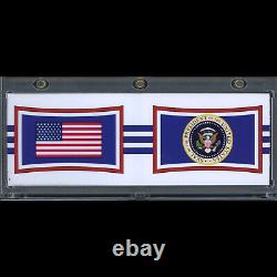 President Donald Trump signed Cut with USA Flag Patch Booklet JSA LOA Auto Z1781