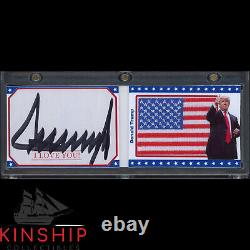 President Donald Trump signed Cut with USA Flag Patch Booklet JSA LOA Auto Z1795