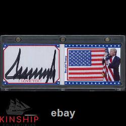 President Donald Trump signed Cut with USA Flag Patch Booklet JSA LOA Auto Z1797