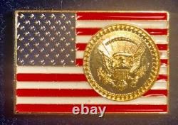 President & Melania Trump Signed Cufflinks Gold Plated Seal Enamel Flags In Box