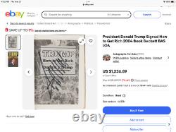 Rare Donald Trump Signed with Full Name. How To Get Rich /Nice Full Signature
