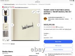 Rare Donald Trump Signed with Full Name. How To Get Rich /Nice Full Signature