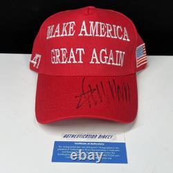 SIGNED DONALD TRUMP MAGA HAT 45-47 President Make America Great HOLO COA