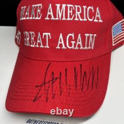 SIGNED DONALD TRUMP MAGA HAT 45-47 President Make America Great HOLO COA
