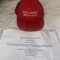 SIGNED Pres Donald Trump Red MAGA Campaign Hat With Authentication