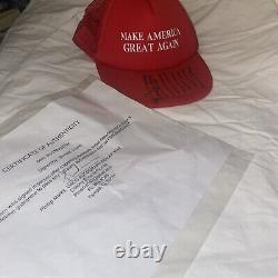 SIGNED Pres Donald Trump Red MAGA Campaign Hat With Authentication