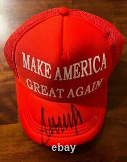 SIGNED President Donald Trump Red MAGA Campaign Hat Make America Great Again